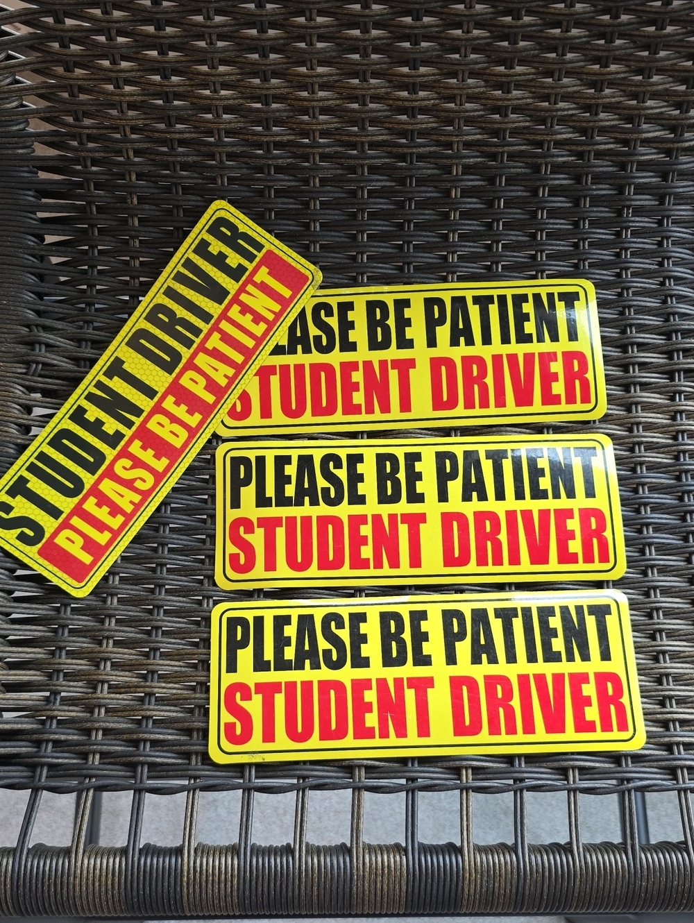Please Be Patient Student Driver Car MAGNETS - Yellow & Red